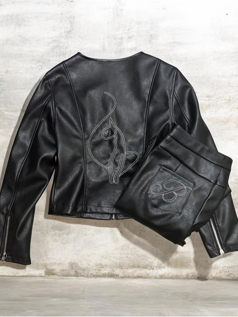 Black Faux Leather BABYPHAT leather set